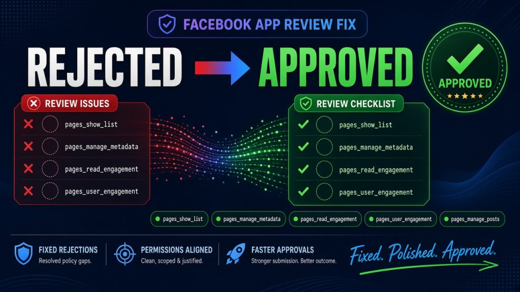 Rejected Facebook App Review fixed and approved case study