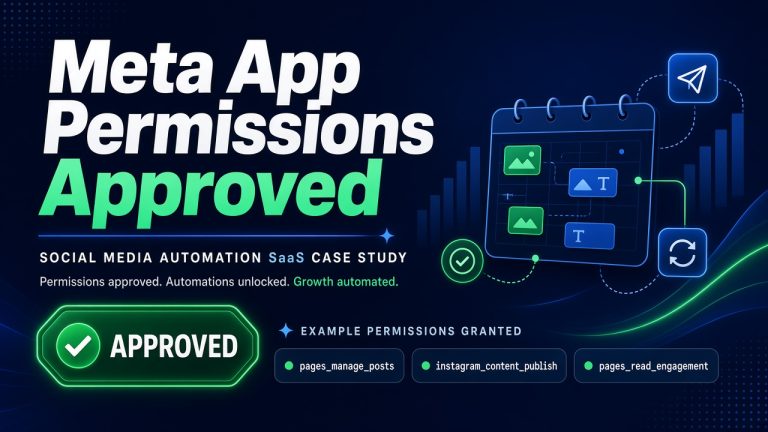 Meta app permissions approved social media automation SaaS case study