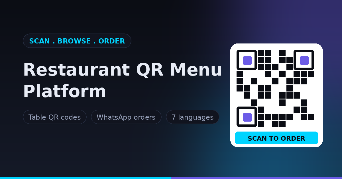 restaurant qr menu platform showing a scannable table QR code for contactless ordering