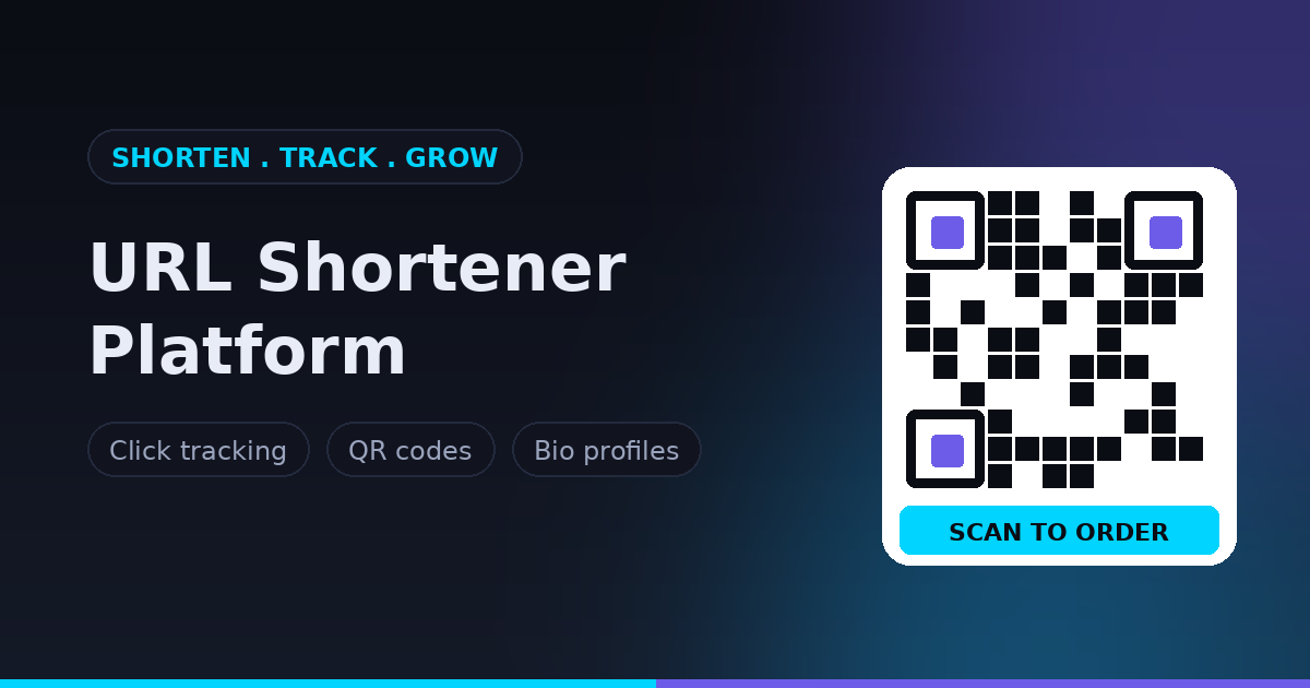 URL shortener platform dashboard with click tracking, QR codes and bio profiles