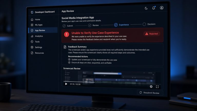 Meta App Review rejection Unable to Verify Use Case Experience in App