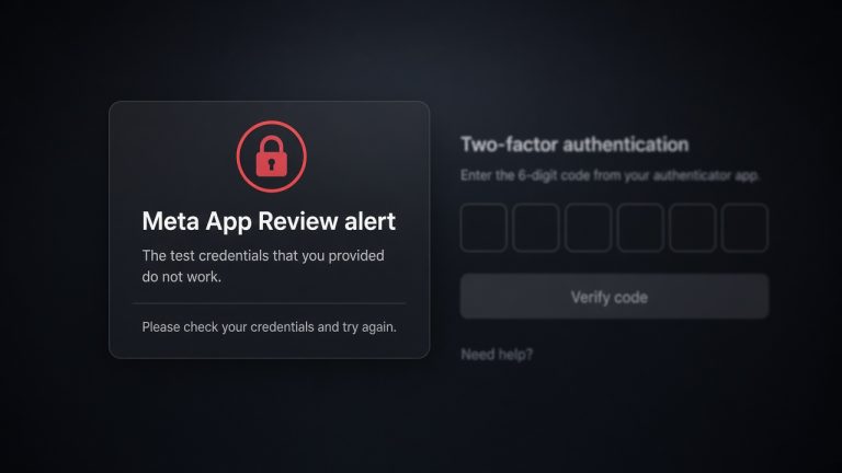 Meta app review test credentials do not work rejection alert