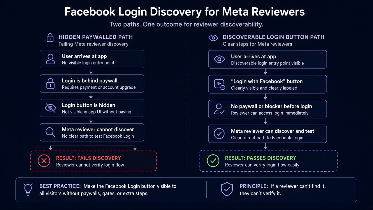 Hidden Paywalled Login vs Discoverable Facebook Login Path for Reviewers