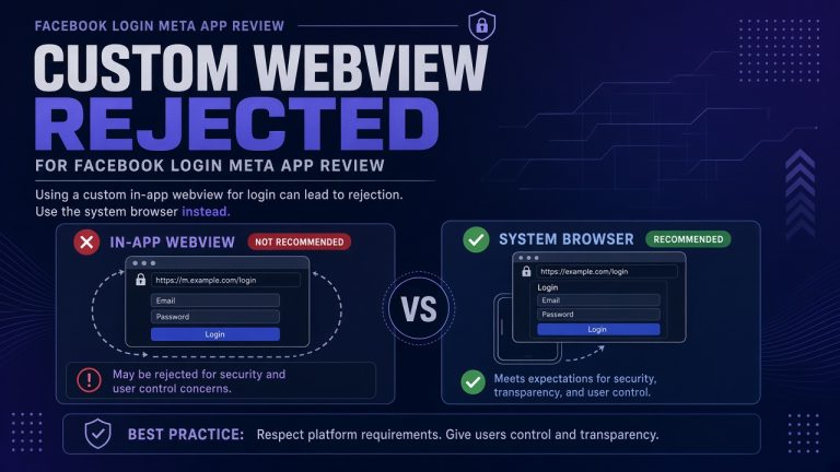 Facebook Login embedded custom WebView rejection diagnosis