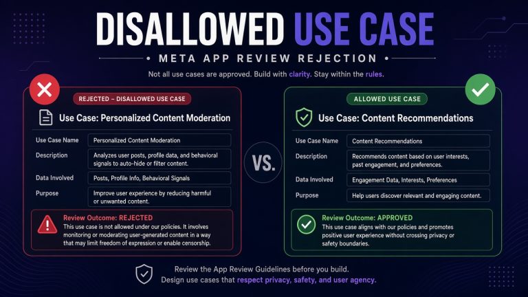 Disallowed Use Case Details Meta app review rejection diagnosis