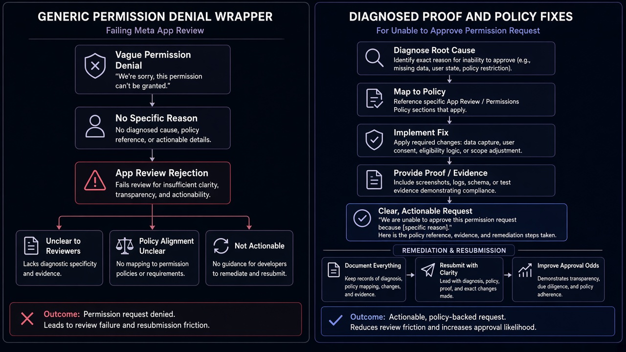 Unable to Approve Permission diagnostic: Generic Permission Denial Wrapper vs Diagnosed Proof and Policy Fixes