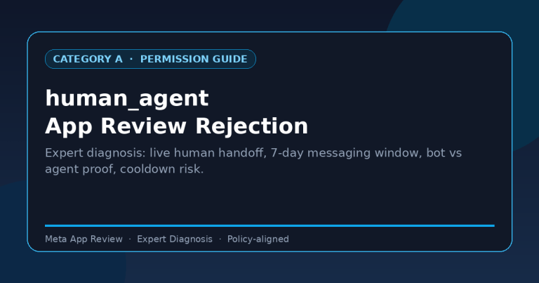 human_agent Meta App Review rejection expert diagnosis guide